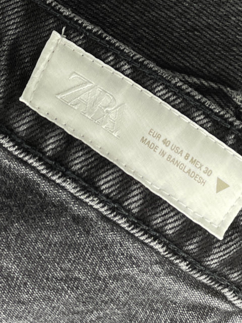 Pantalón Zara Denim Straight Negro-Talla 8