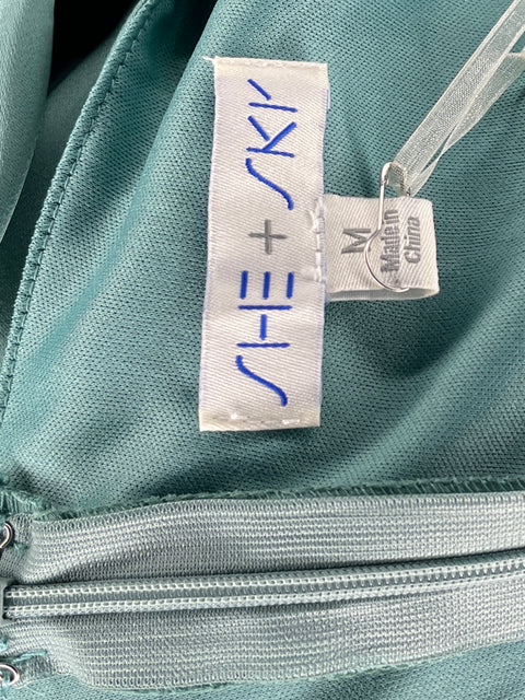 Vestido She+Sky Lencero Satinado Verde-Talla M