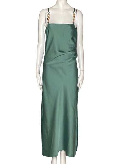 Vestido She+Sky Lencero Satinado Verde-Talla M