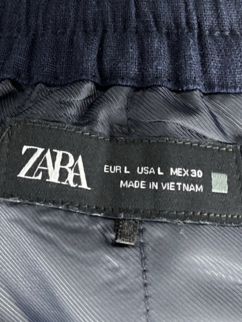 Pantalón Zara Straight Ajustable Azul-Talla L