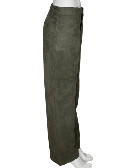 Pantalón Zara Velour Straight Verde-Talla L