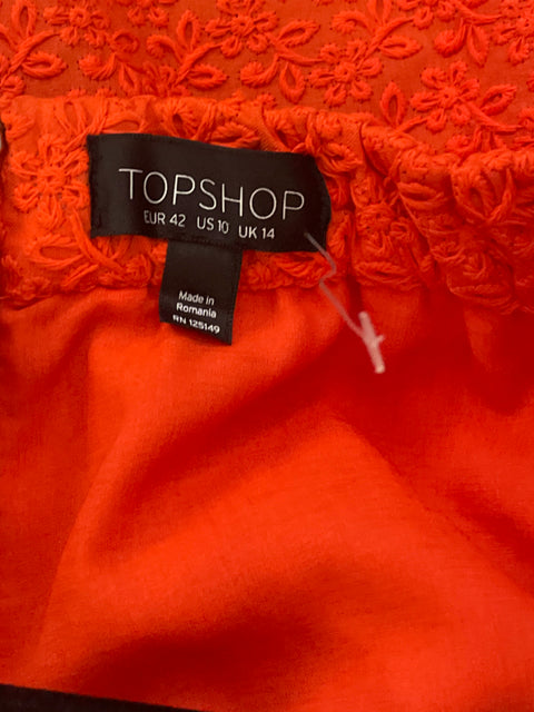 Vestido Top Shop Strapless Naranja- Talla 14