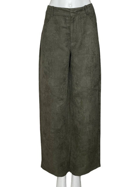 Pantalón Zara Velour Straight Verde-Talla L