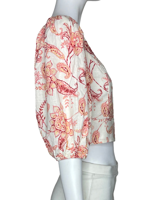 Top Express Mangas Puff Floral Blanco-Talla S