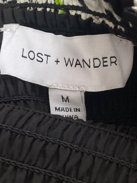 Vestido Lost-Wander Sin Mangas Estampado Negro- Talla M