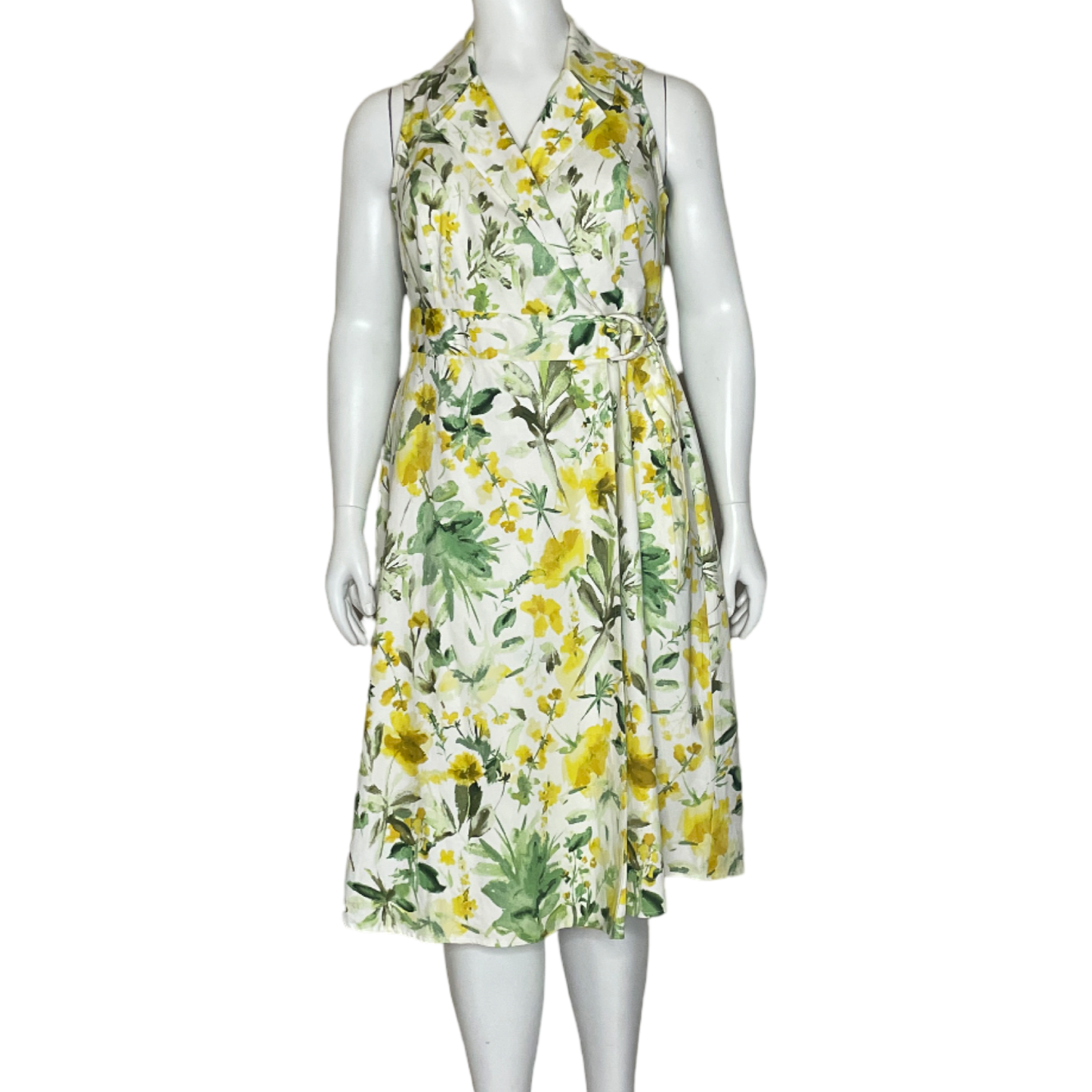 Vestido London Times Envolvente Floral Amarillo-Talla 16