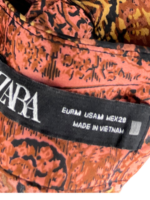 Falda Zara Estampado Rojo-Talla M