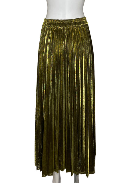 Falda Chartou Plisado Metalizado Dorado-Talla S