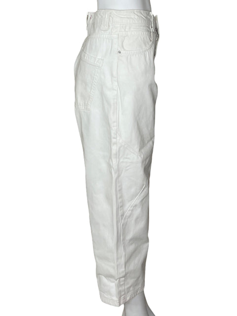 Pantalón Zara Baggy Denim Blanco-Talla 6
