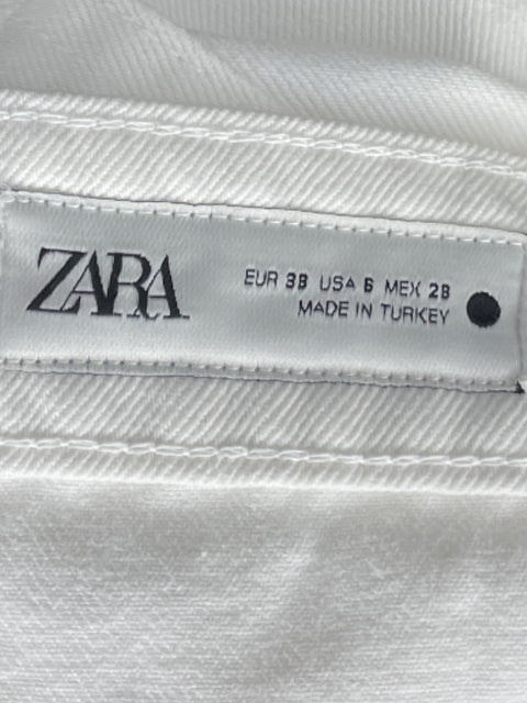 Pantalón Zara Baggy Denim Blanco-Talla 6