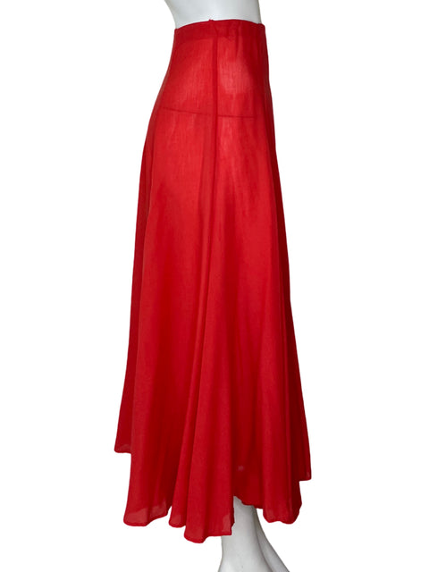 Falda Zara Maxi Fluida Naranja-Talla M