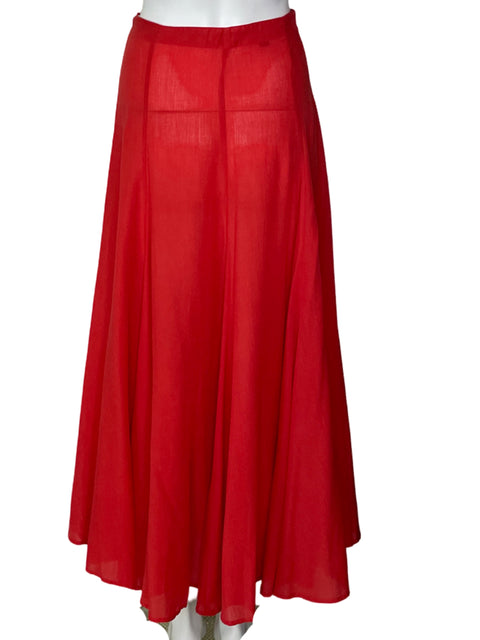 Falda Zara Maxi Fluida Naranja-Talla M