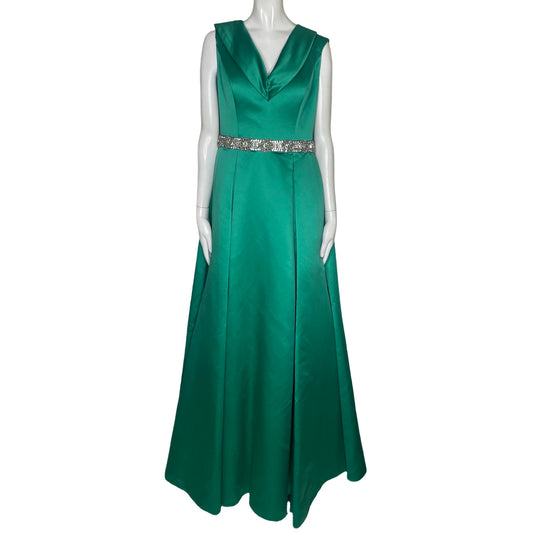 Vestido Jovani Pedreria Verde-Talla 10