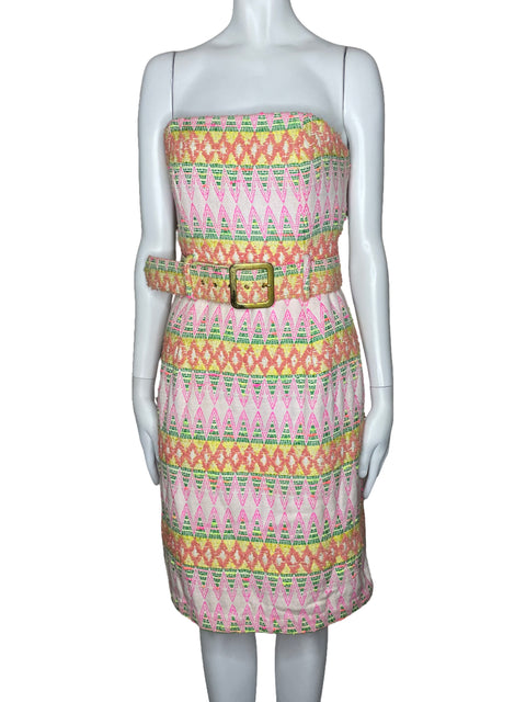 Vestido An Original Milly Tweed Strapless Blanco-Talla 10