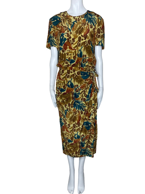 Vestido Maggy London Petites Botones Hojas Marron-Talla 10