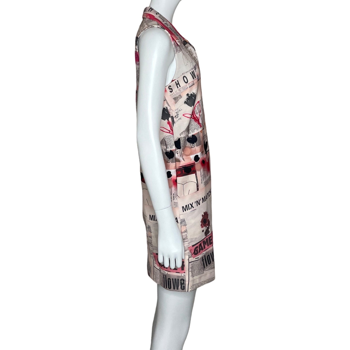 Vestido Desigual Estampado Camisero Sin Mangas 
Blanco-Talla XS