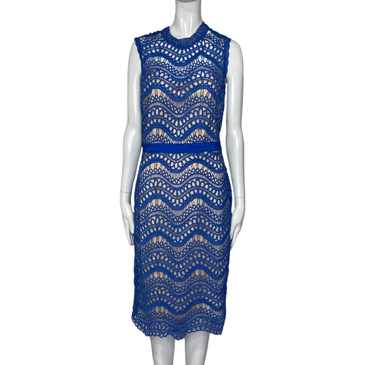 Vestido Just Me Encaje Zipper Azul-Talla L