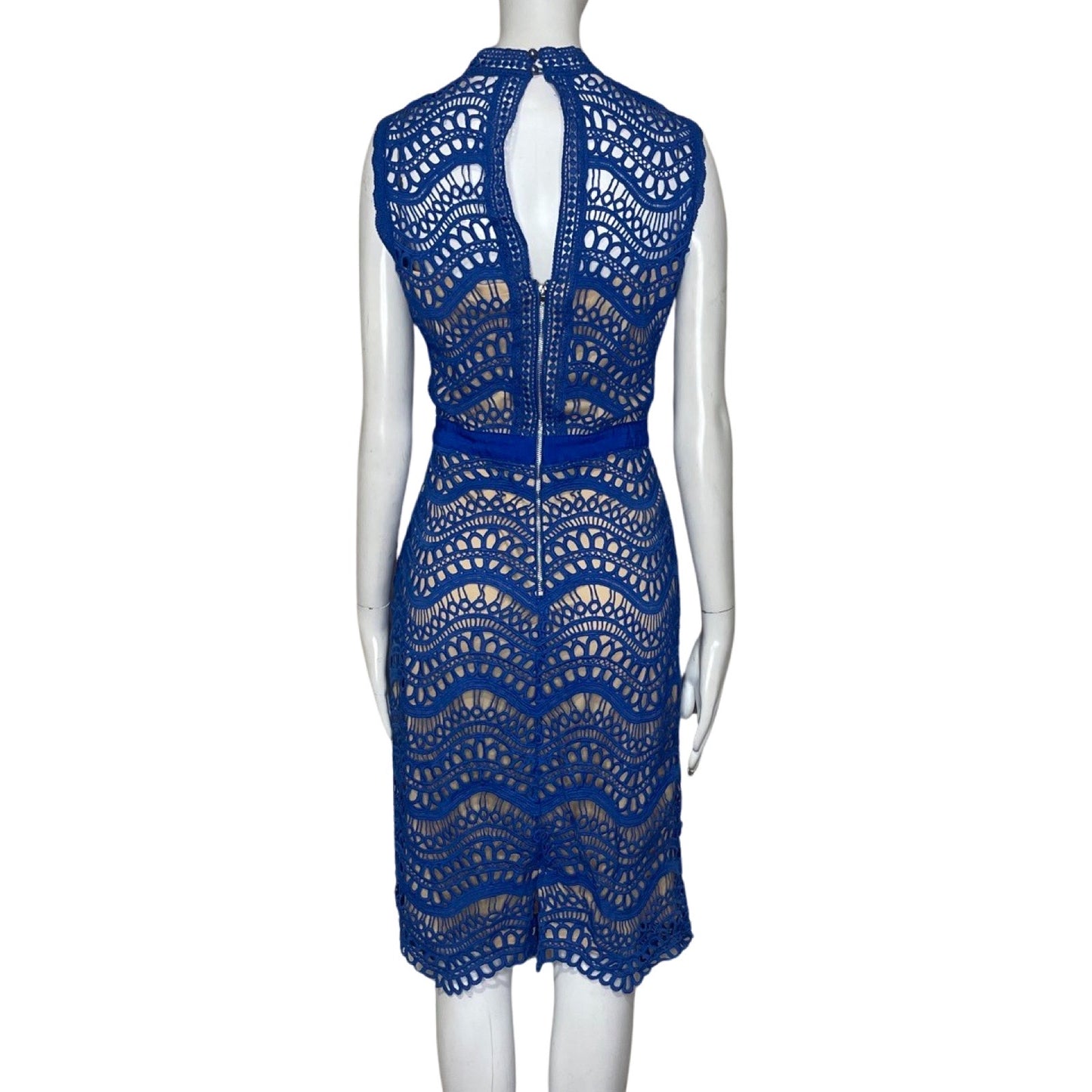 Vestido Just Me Encaje Zipper Azul-Talla L