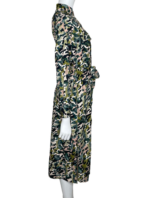 Vestido MNG Camisero Print Beige-Talla 4