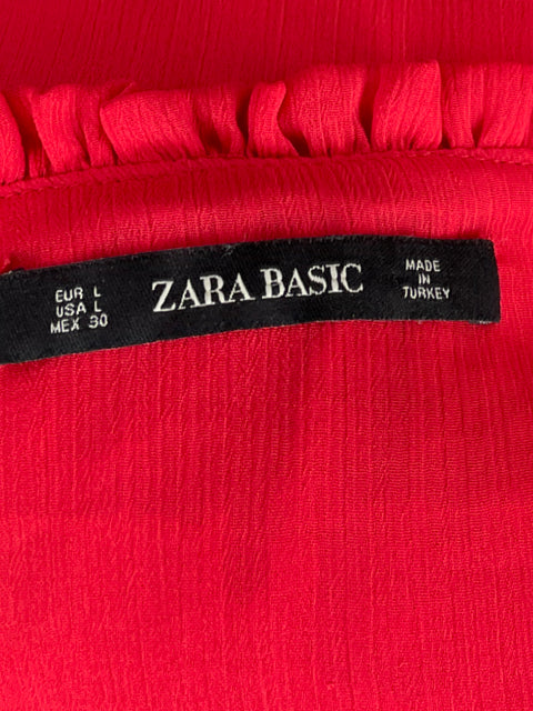 Blusa Zara Fluida Casual Rojo-Talla L