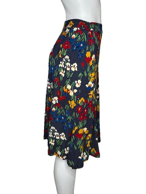 Falda Tory Burch Fluida Floral Azul-Talla XL