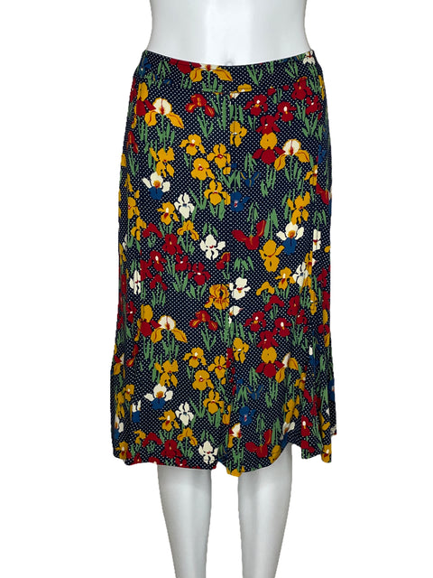 Falda Tory Burch Fluida Floral Azul-Talla XL