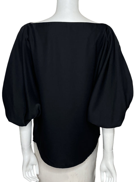 Blusa Janethy Fluida Mangas Puff Negro-Talla U