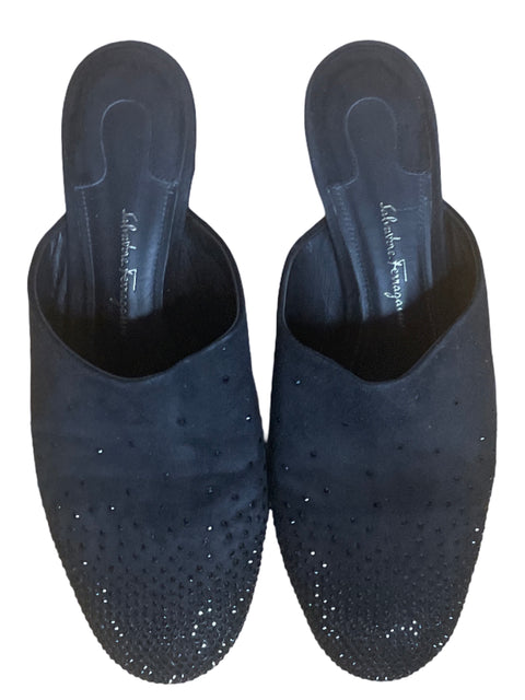 Calzado Salvatore Farragamo Mules Pedreria Negro-Talla 35