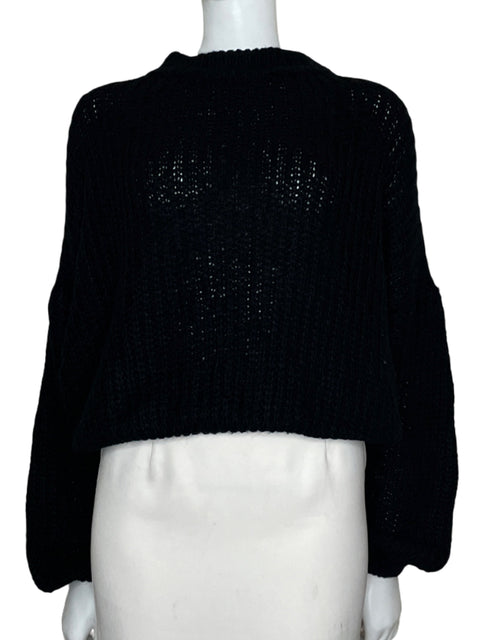 Knit Sueter Simplee Manga Larga Negro-Talla U