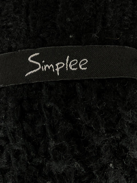 Knit Sueter Simplee Manga Larga Negro-Talla U