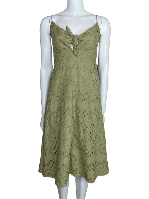 Vestido Express Tirantes Troquelado Verde-Talla XS