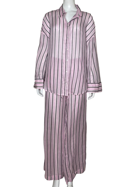 Set MNG Rayas Pijamero Rosado-Talla L