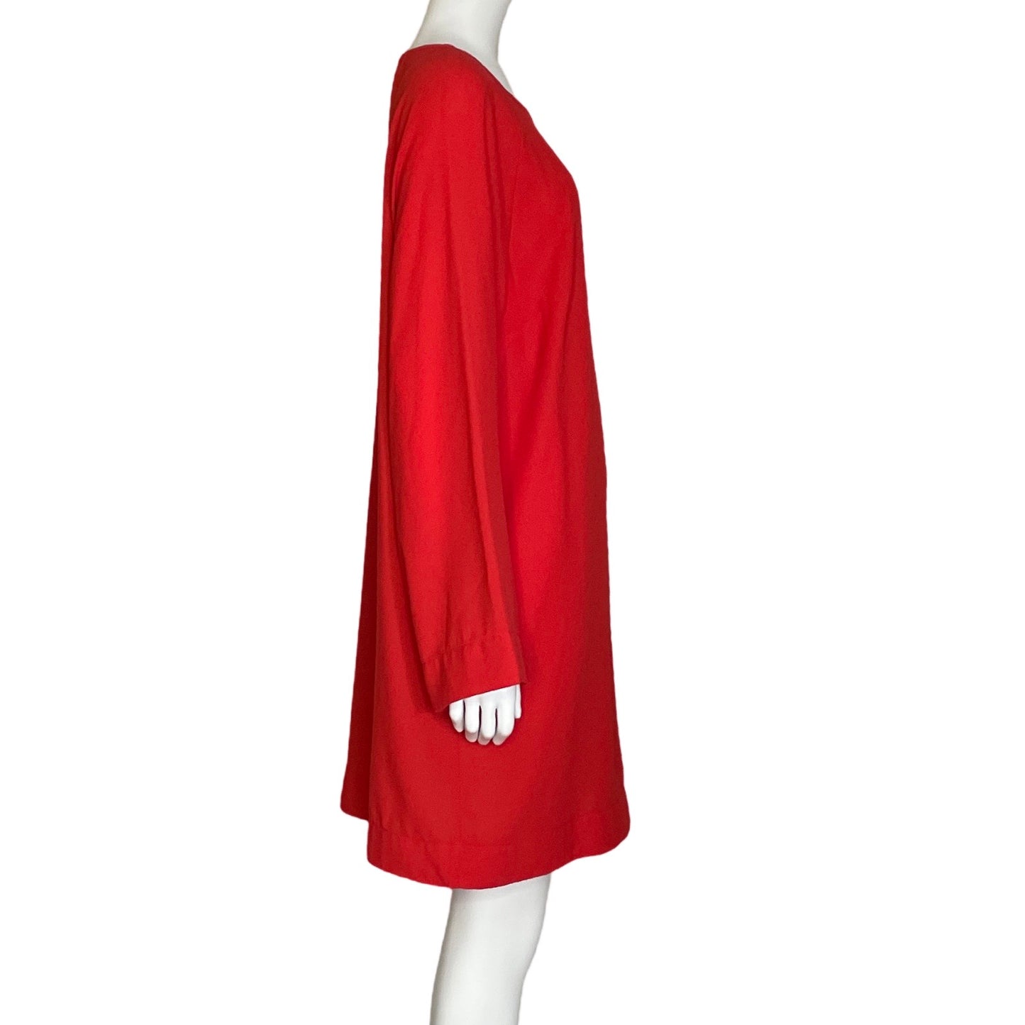 Vestido H&M Manga Larga Acampanado Liso Rojo-Talla M