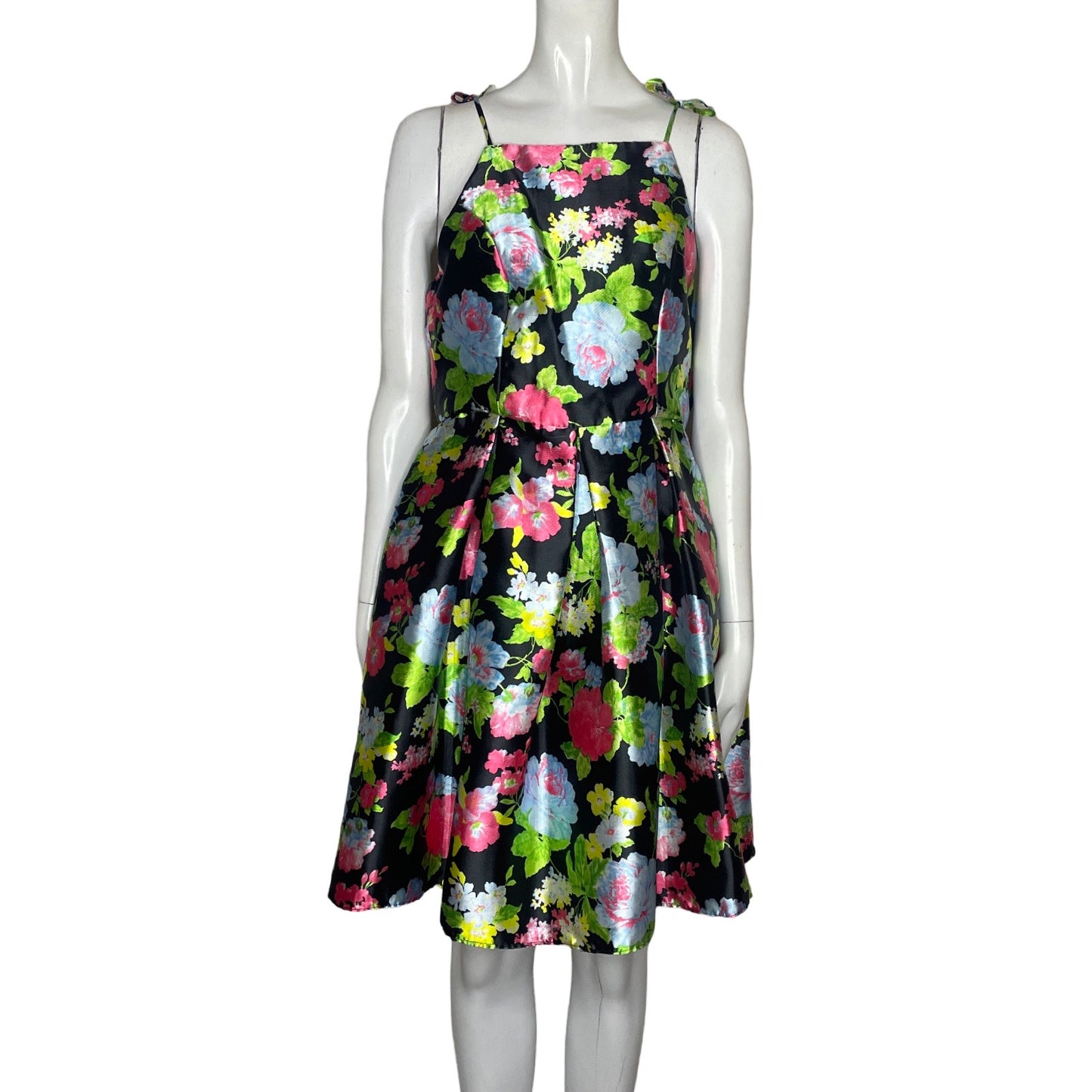 Vestido Lazaro Sanchez Tiras Flores Verde-Talla M