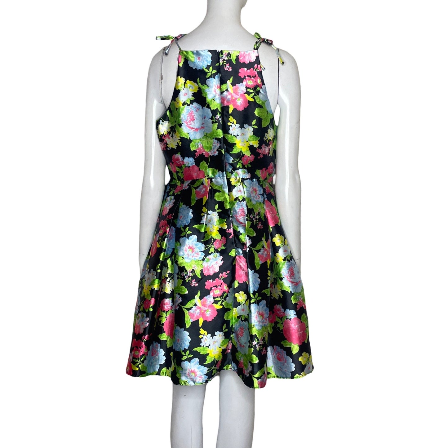 Vestido Lazaro Sanchez Tiras Flores Verde-Talla M