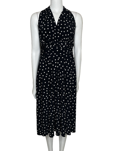 Vestido Evan-Picone Puntos Drapeado Negro-Talla 6