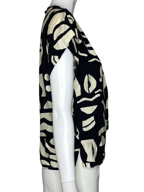 Blusa Zara Cruzado Estampado Negro-Talla XL