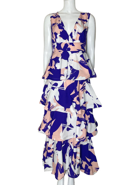 Vestido Tesoro TPS Maxi Vuelos Floral Rosado-Talla U