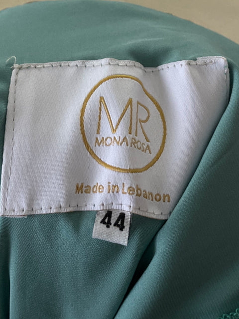 Vestido Mona Rosa Maxi bordado Azul-Talla 44