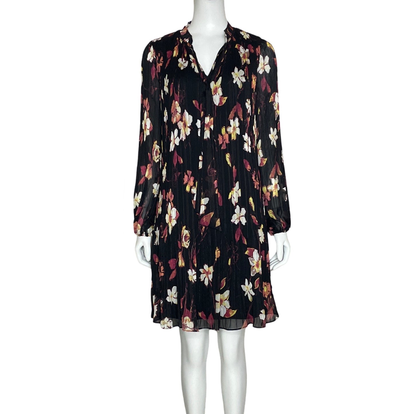 Vestido DKNY Floral Metalizado Negro-Talla S