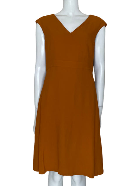Vestido Massimo Dutti Mini Cuello V Naranja-Talla 10