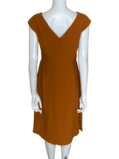 Vestido Massimo Dutti Mini Cuello V Naranja-Talla 10