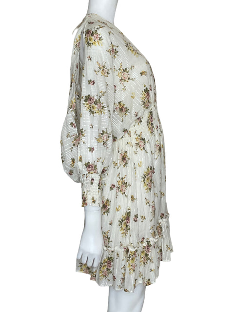 Vestido Lovestitch Mini Floral Blanco-Talla L