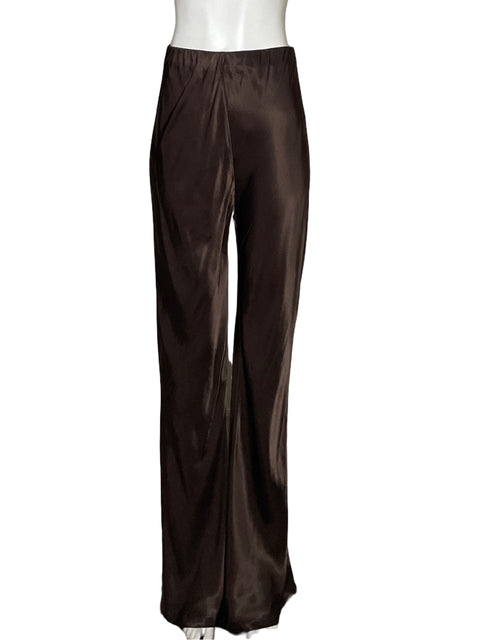 Pantalón Dissh Recto Satinado Marrón-Talla 6