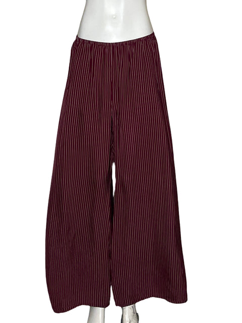 Pantalón J Crew Pijamero Rayas Rojo Vino-Talla M