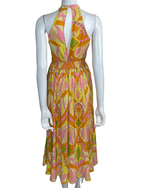 Vestido Milk & Honey Halter Plisado Amarillo-Talla M