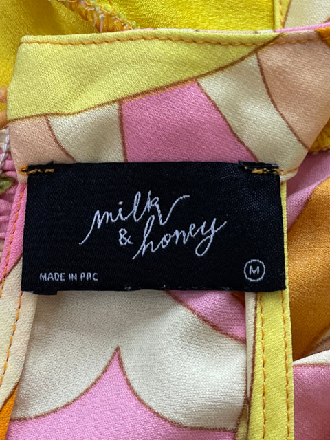 Vestido Milk & Honey Halter Plisado Amarillo-Talla M