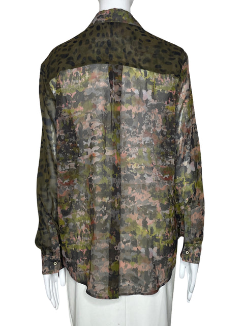 Camisa Desigual Estampado Leopardo Verde-Talla XL