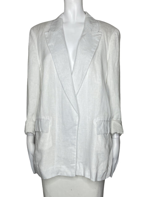 Blazer Zara Sin Botones Bolsillo Blanco-Talla XL