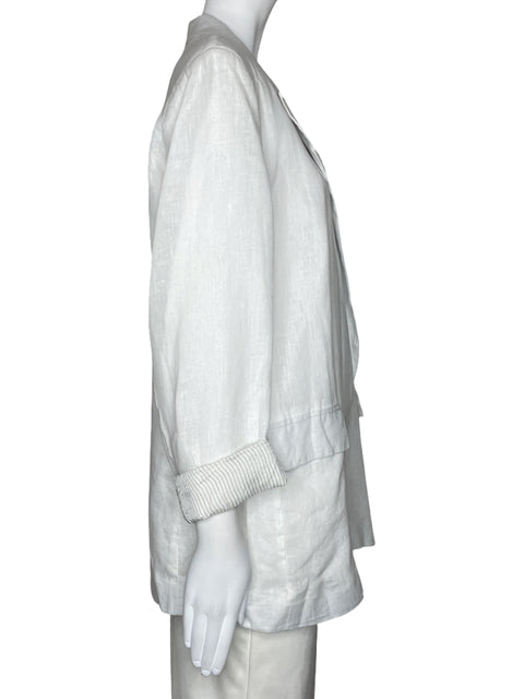 Blazer Zara Sin Botones Bolsillo Blanco-Talla XL
